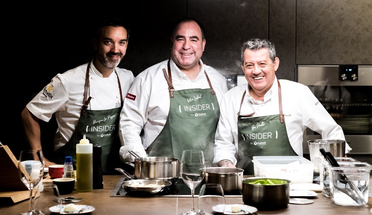 Os chefs Henrique Sá Pessoa (Alma), Vitor Sobral (Tasca da Esquina) e Rui Paula (Casa de Chá da Boa Nova) na apresentação da seleção Insider do TheFork