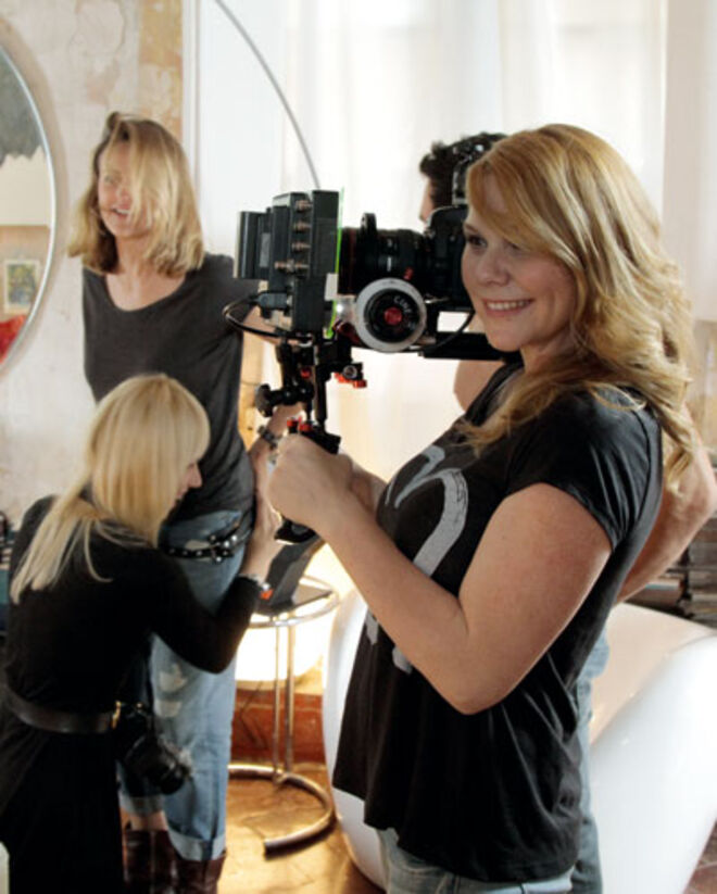 Erika Lust na rodagem de um dos seus filmes