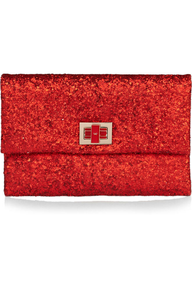 Clutch em pele com brilhantes