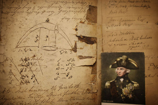 Esquissos do chap?u de Lord Nelson pelo atelier Lock&amp;Co