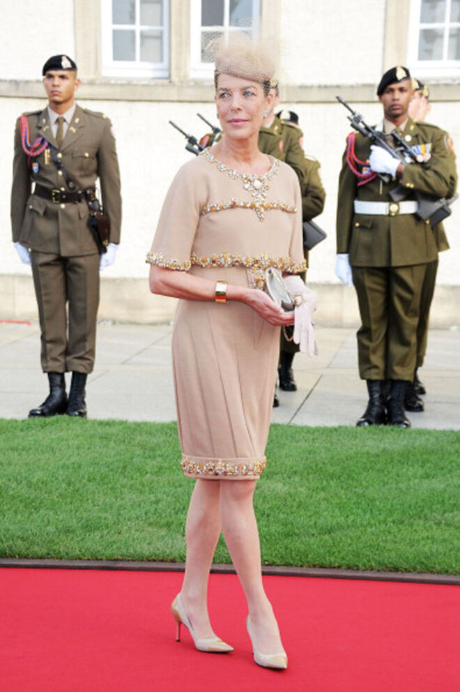 A princesa Carolina do Mónaco, com vestido Chanel Alta Costura.