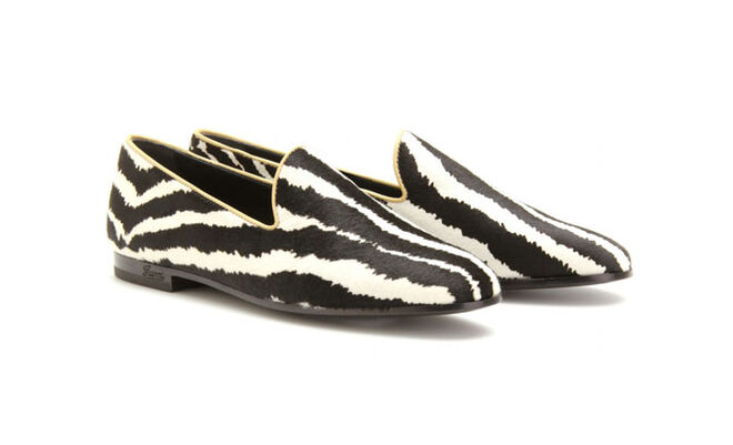 Slippers em pelo estampado em zebra