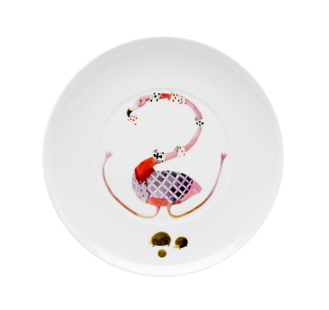 Prato de sobremesa Flamingo, em porcelana