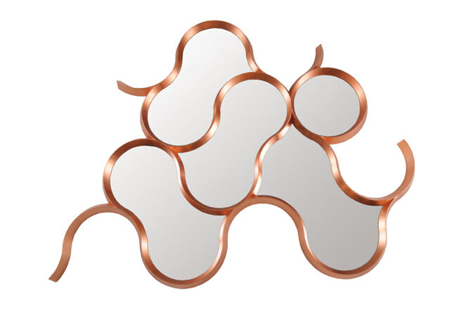 Espelho Cask, lacado a preto ou branco e folheado a cobre, prata ou ouro, 5x125x160 cm.