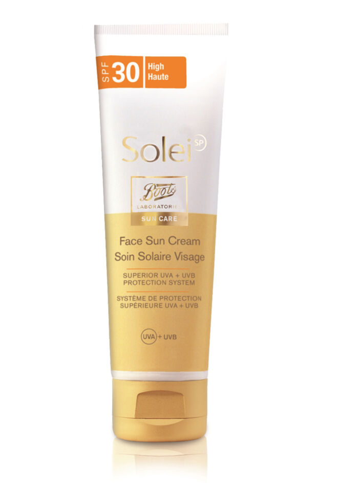 Soleil Face Sun Cream FPS30, ?15,50, Boots. Com proteção UVR Multidermal que atua de igual forma em todas as camadas da pele, até nas mais profundas.