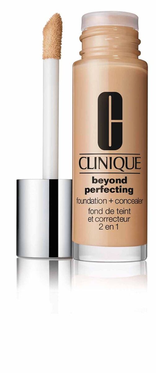 A base e corretor Beyond Perfecting Foundation + Concealer da Clinique proporciona um efeito mate até 12 horas. Adapta-se a peles secas e oleosas e está disponível em 6 tons diferentes.