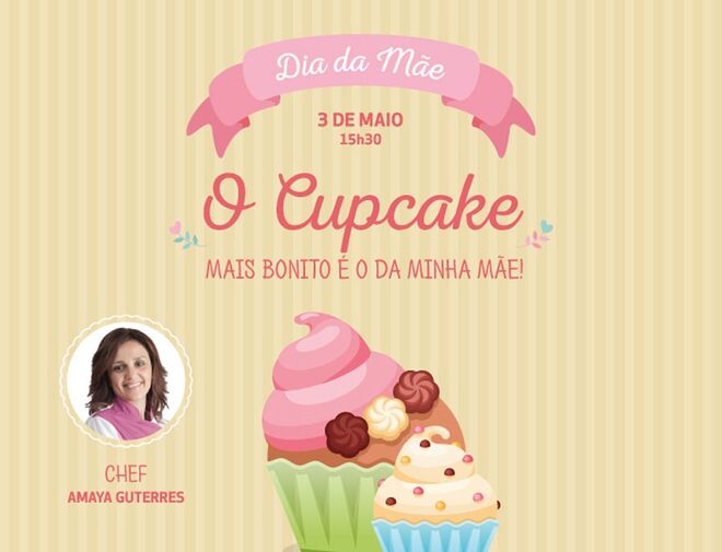 Workshop de Cupcakes no dia 3 de maio, pelas 15h30, com a Chef Amaya Guterres.