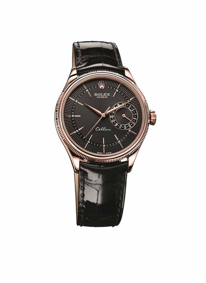 Relógio Cellini Date em ouro e pele, €15 950, Rolex, na Torres Joalheiros