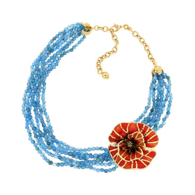 Colar Volterra em prata dourada com Ágatas e Esmalte - Misis by Topázio