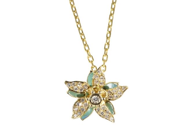 Fio Flor da minha Laranjeira em ouro diamantes e esmalte, Rosarinho Cruz