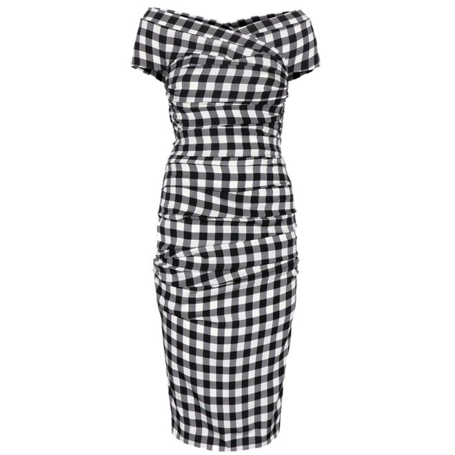 Vestido em seda e elastano, €1350, Dolce & Gabbana, em www.mytheresa.com