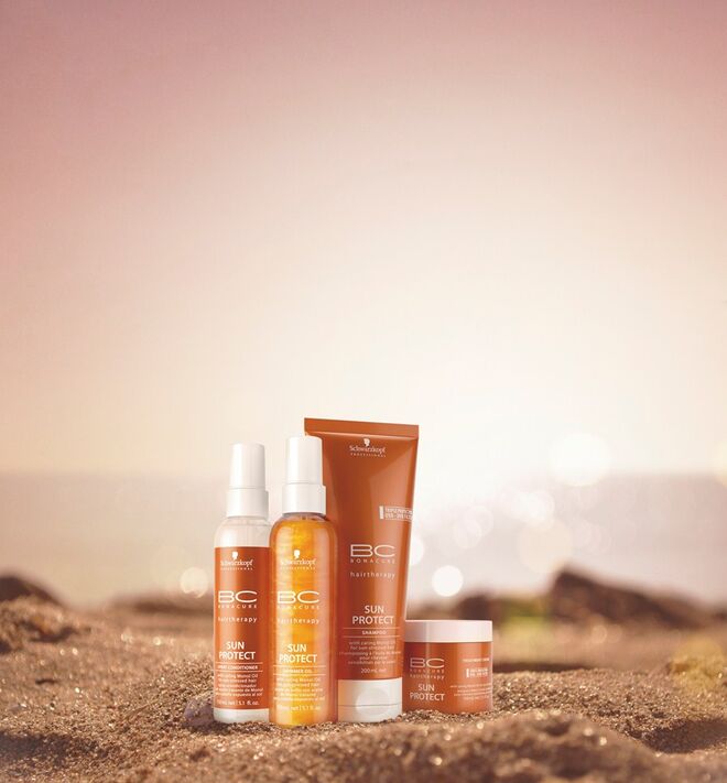 Cabelos perfeitos | A Schwarzkopf Professional sugere a linha BC Sun Protect com proteção tripla para um cabelo deslumbrante todo o verão. Nesta edição, o kit de viagem inclui também a tão desejada biquíni bag para facilitar nas idas à praia ou piscina. 