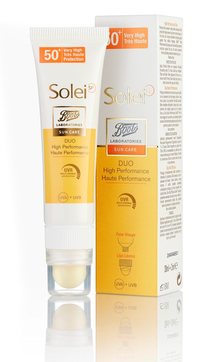 Prevenção máxima | O novo o SoleiSP Duo Elevada Performance SPF50 da Boots Laboratories funciona como um 2 em 1 para as zonas mais delicadas como o rosto ou lábios. Resistente à água e aplicável sob a maquilhagem, é também indicado para aplicação em zonas sensíveis como sinais, tatuagens ou cicatrizes. 