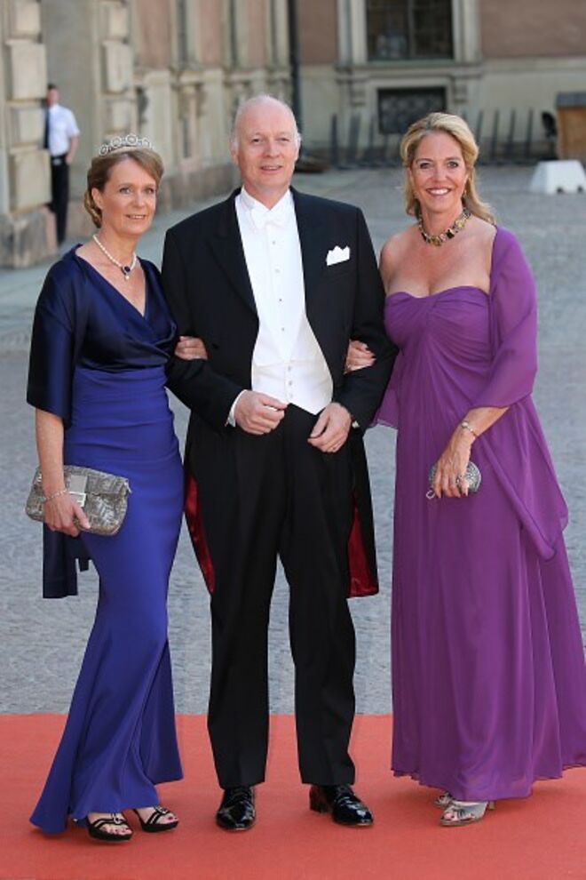 Eckbert de Bohlen Halbach com a mulher Desiree de Bohlen Halbach e uma convidada