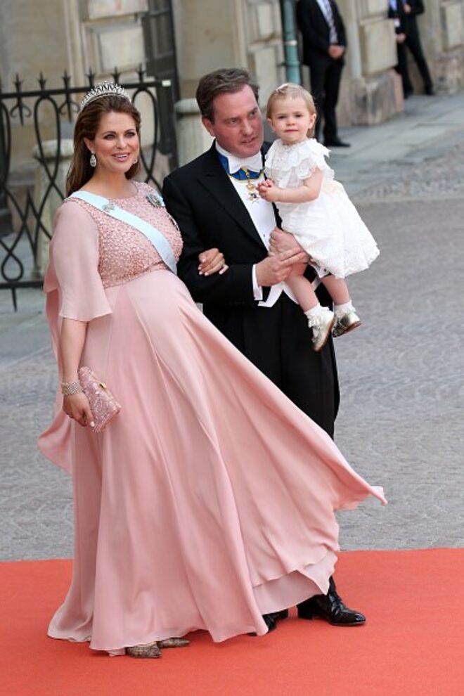 Princesa Madalena da Suécia com o marido Christopher O'Neill e a filha Princesa Leonore