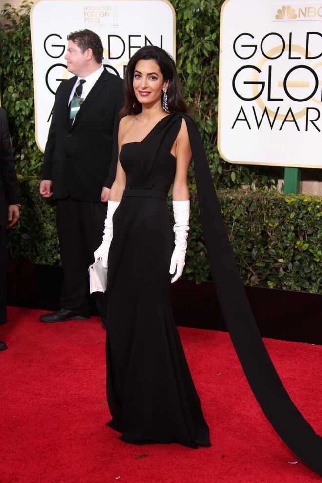 Amal, vestida em Dior, na 72ª cerimónia anual de entrega dos Globos de Ouro, a 11 de janeiro de 2015