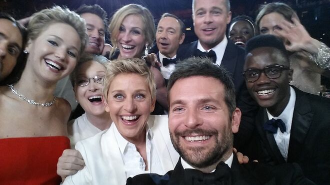 Jennifer Lawrence, Meryl Streep, Julia Roberts, Ellen Degeneres, Brad Pitt, Bradley Cooper, Lupita Nyong'o e Angelina Jolie