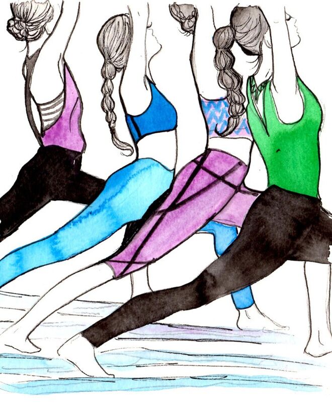 Ilustrações "Book of Braids" de Kérastase | Gym braids yoga class