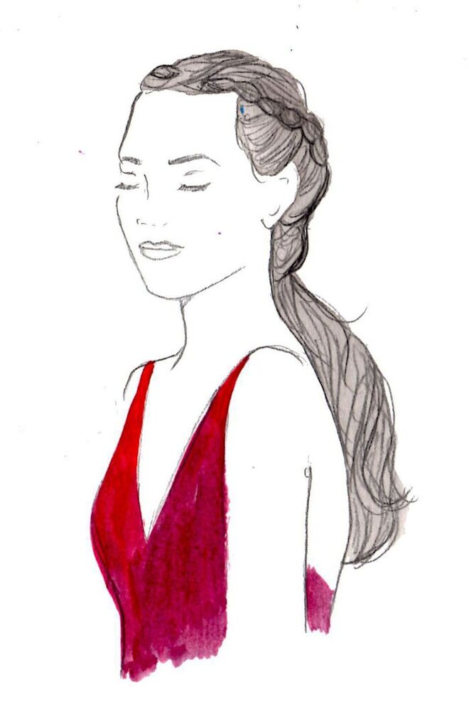 Ilustrações "Book of Braids" de Kérastase | Wedding neckline low V