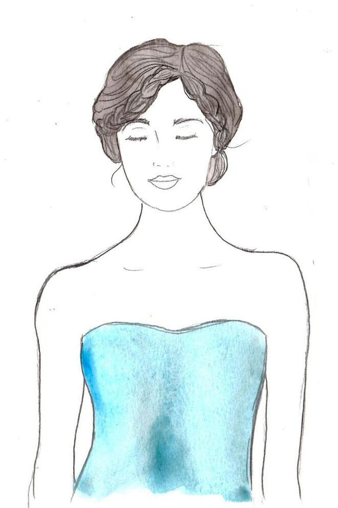 Ilustrações "Book of Braids" de Kérastase | Wedding strapless neckline