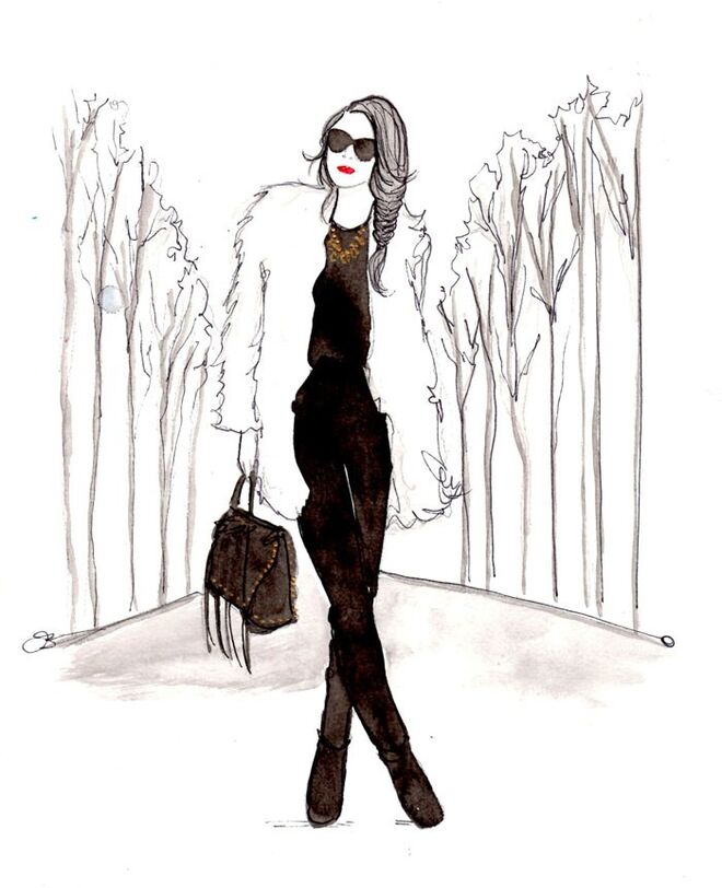 Ilustrações "Book of Braids" de Kérastase | Winter messy side fishtail scenario