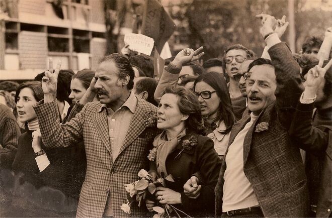 No 1º de Maio de 1974 - Palma Inácio, Maria Barroso e Tito de Morais