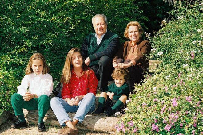 Com os netos, Maria Mafalda, Maria Inês e Mário Alberto Soares em 1990