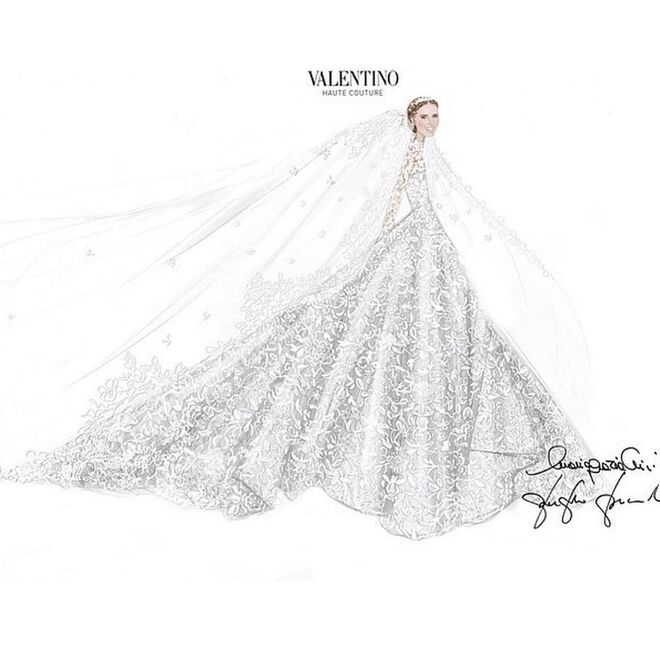 Esboço do vestido de Nicky, da Valentino Haute-Couture