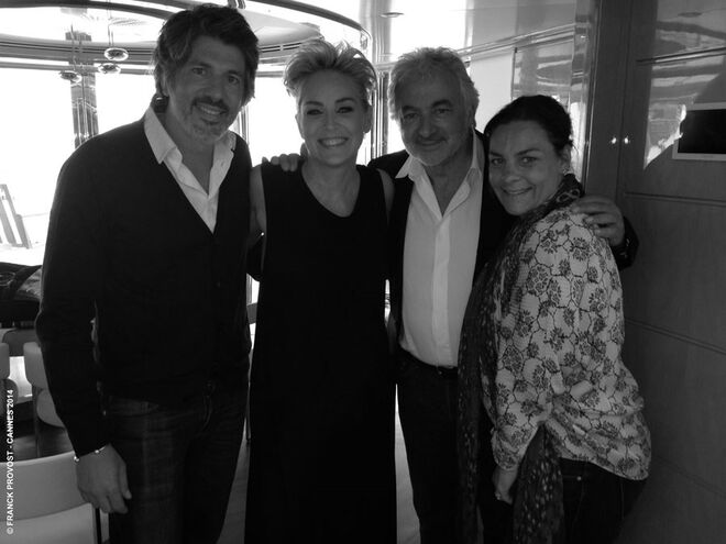 Com Sharon Stone em Cannes, 2014