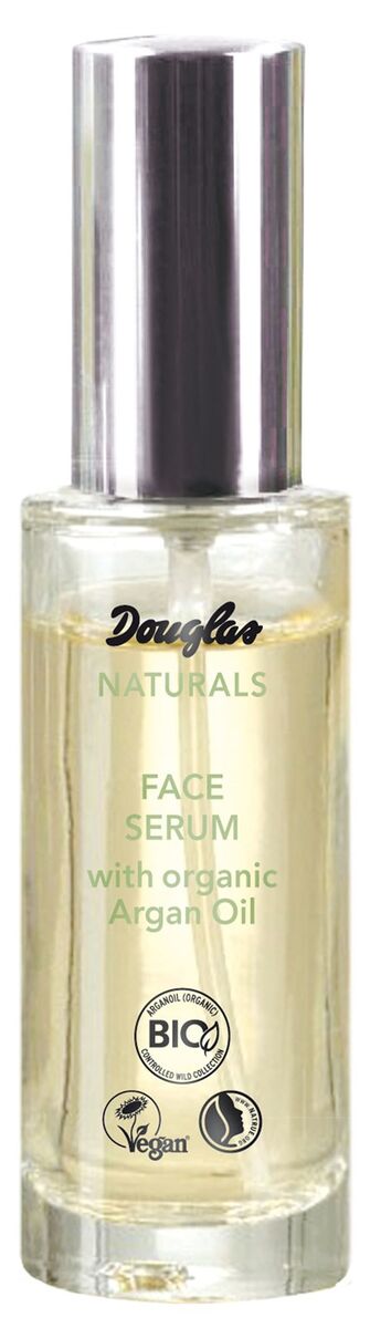  Douglas Naturals Mini Sérum Facial. Puro, natural e eficiente: este sérum suaviza e protege a pele com o óleo de argão orgânico e antioxidante. O extrato de gengibre revitaliza e protege-a das agressões ambientais. O ingrediente ativo ácido hialurónico acalma e acomoda a pele, fornecendo uma hidratação intensa