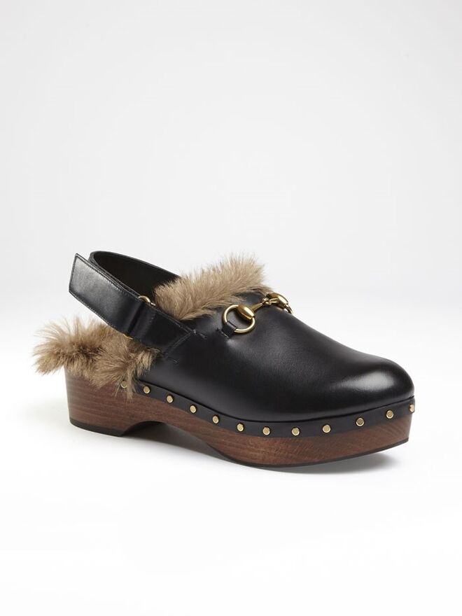Gucci Horsebit Slingback Fur Clogs, €925