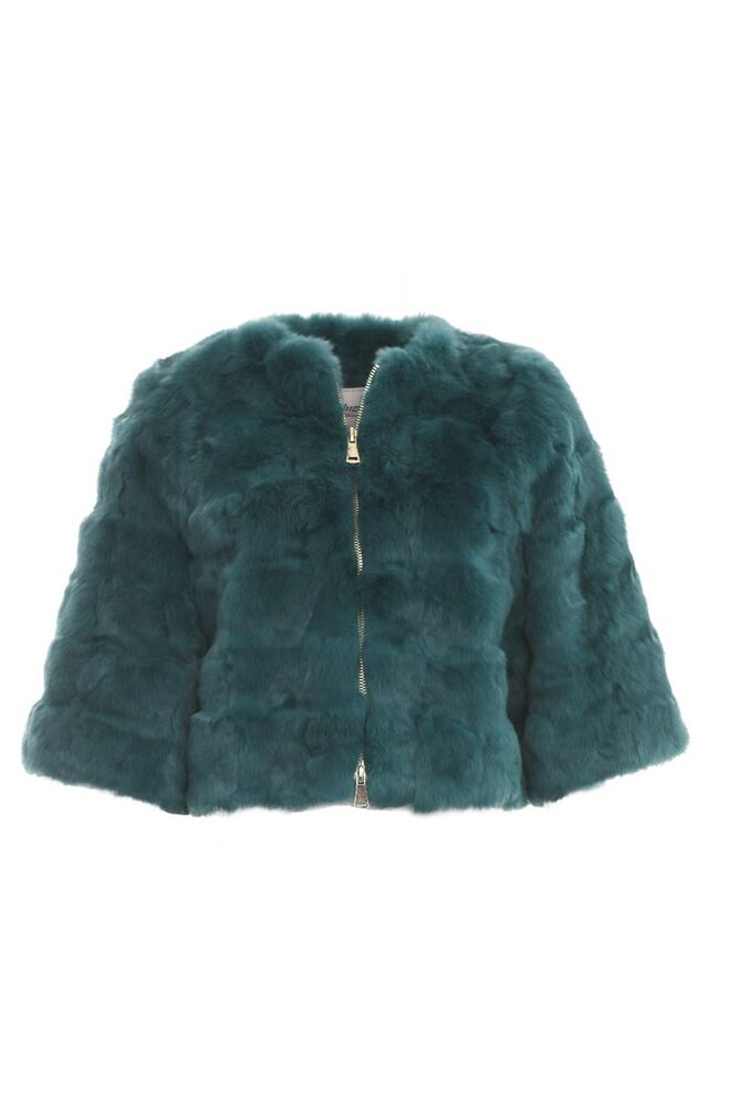 Casaco curto pêlo de coelho verde BLUGIRL Blumarine 675,00€, no Espace Cannelle