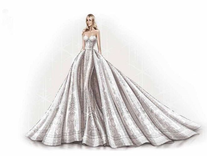 O esboço do vestido criado para Sofia Vergara