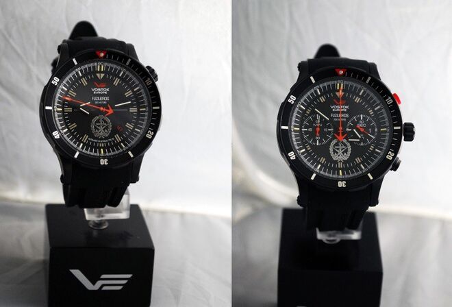 Relógio Fuzileiros, Vostok Europe, modelo cronógrafo é €572 euros; o valor para o modelo automático é de €555