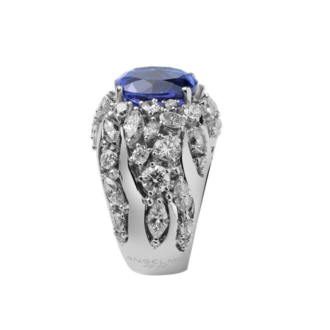 Anel em ouro branco com diamantes e tanzanite 33.600€, ANSELMO 1910 