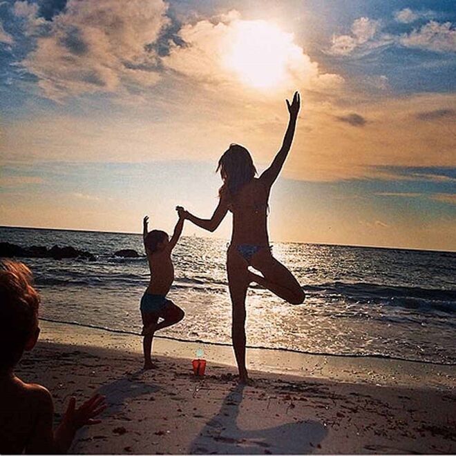 Gisele Bündchen com o filho Benjamin