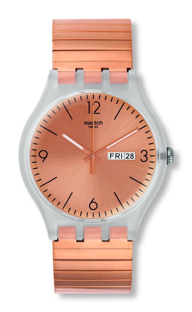 Relógio em aço, €70, Swatch