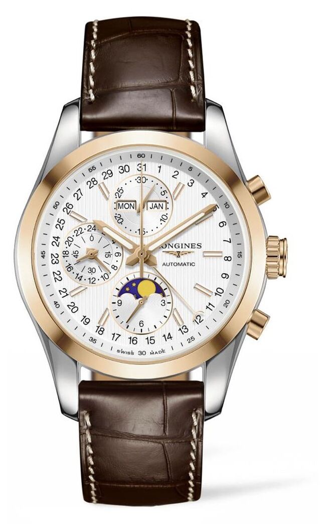 Relógio Conquest Classic em aço e ouro com bracelete em pele, €3790, Longines, na Boutique dos Relógios