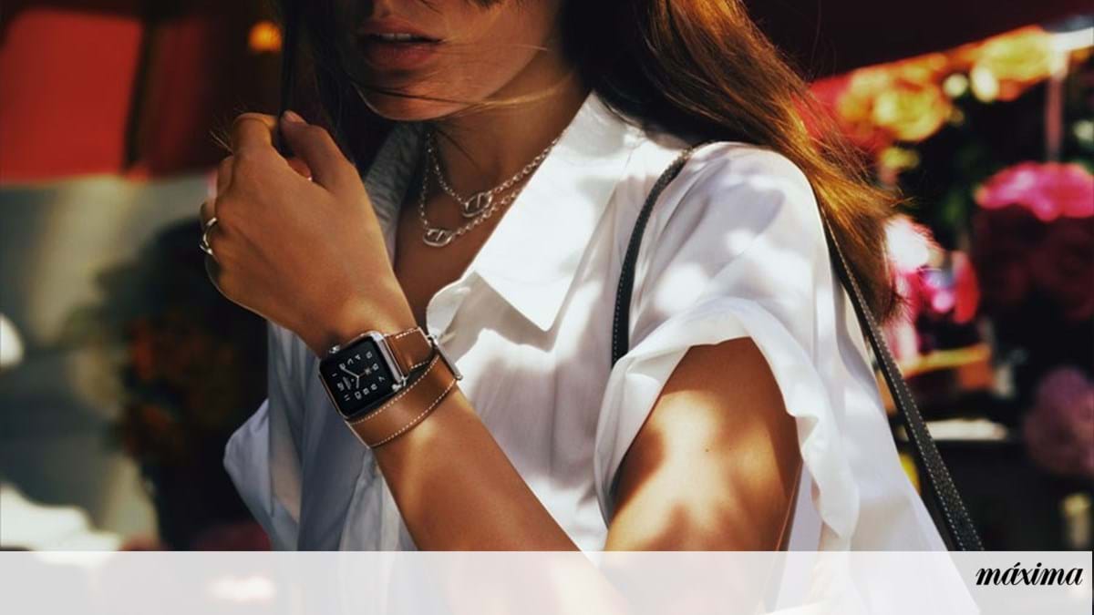 Bracelete de duas voltas em pele para relógio Apple Watch Series