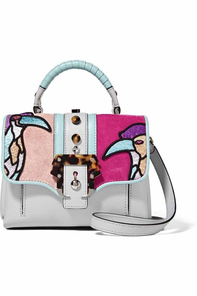 Carteira em pele e camurça, €1380, Paula Cademartori