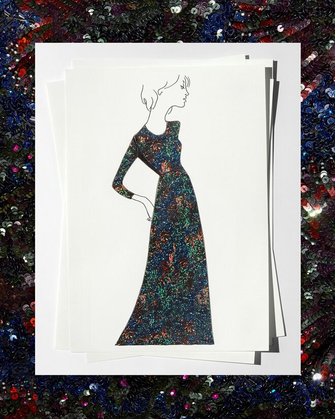 Sketch do vestido que Adele usou no primeiro concerto da Tour 2016