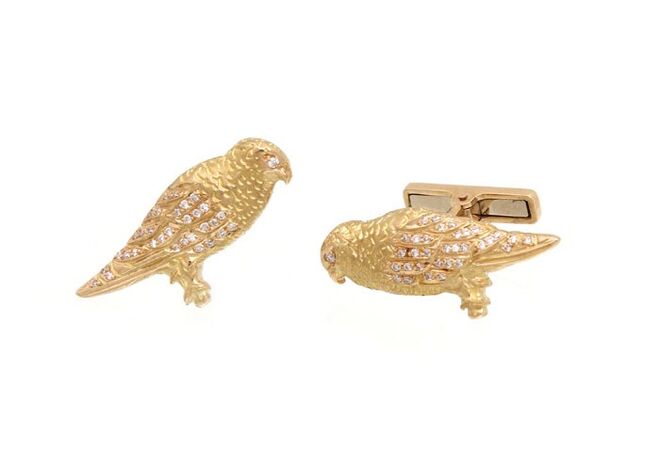Botões de Punho Birdwatching, em ouro e diamantes, Maria João Bahia