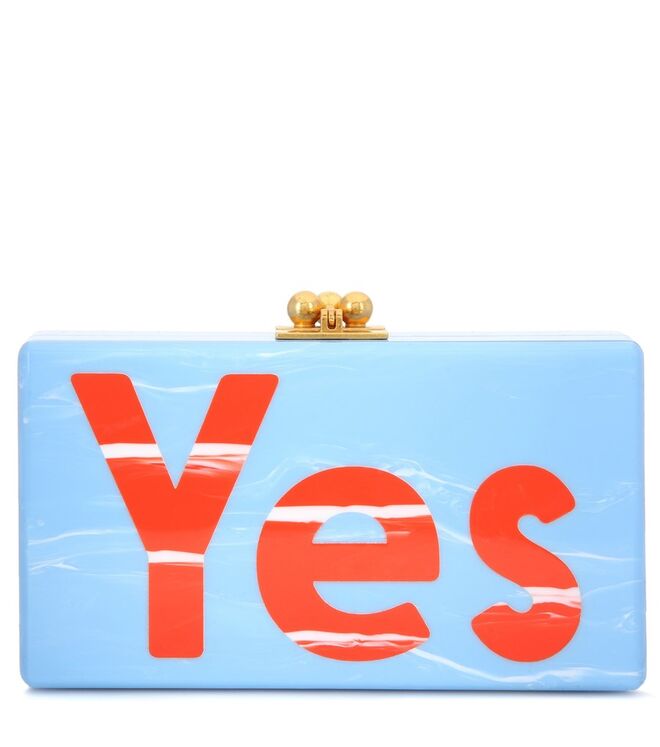 CAIXINHA DE SURPRESAS | Clutch em acrílico, €1320, Edie Parker, em www.mytheresa.com 