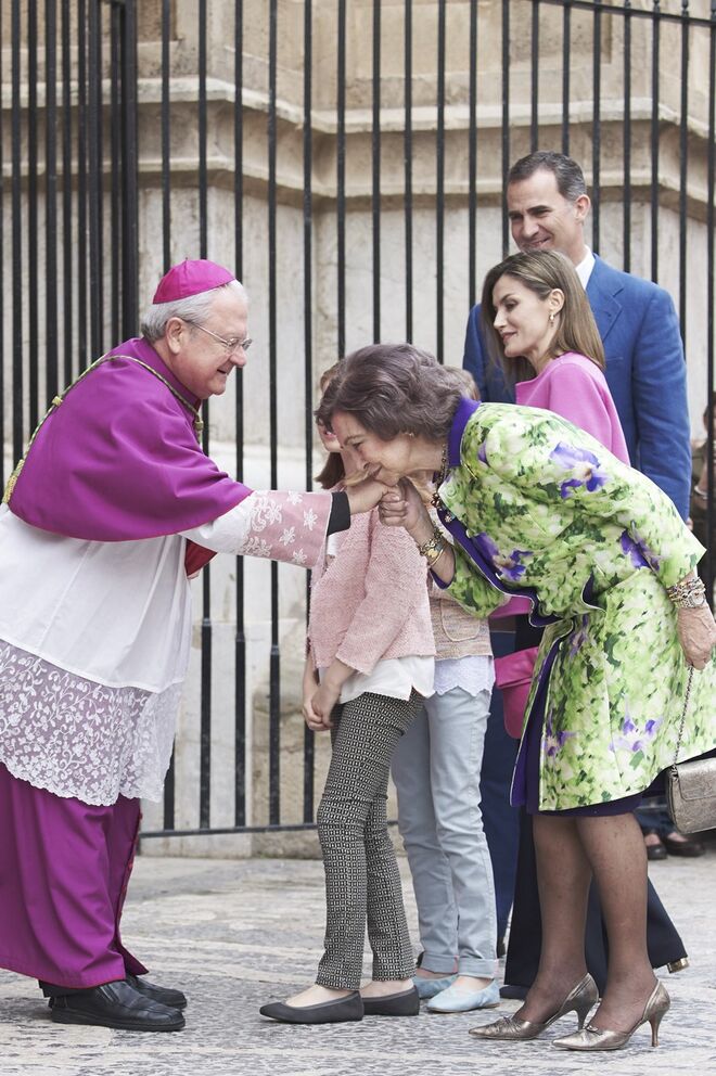 O Rei de Espanha Felipe VI, Letizia, com as filhas e a Rainha emérita Sofia