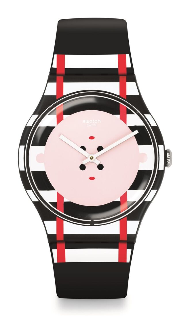 Relógio em silicone e acrílico, €65, Swatch