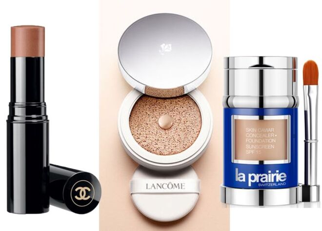MAQUILHAGEM: Les Beiges Stick Belle Mine Naturelle, Chanel  | Miracle Cushion, Lancôme | Skincaviar Conceal Foundation SPF15, La Prairie