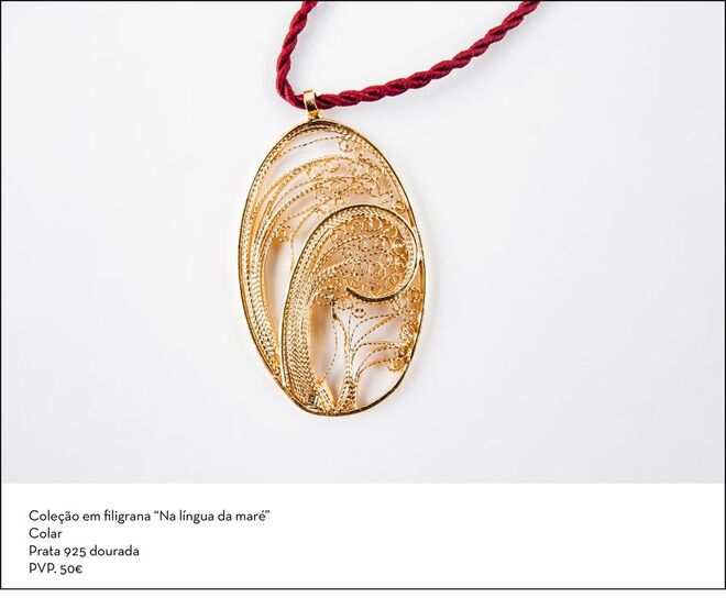 Minha Joia, Filigrana, Na Lingua da Mare, Colar em prata dourada e fio de algodão, €50