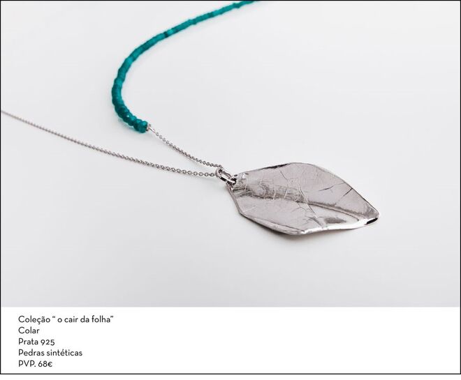 Minha Joia, O Cair da Folha, Colar em prata e pedras sinteticas, €68