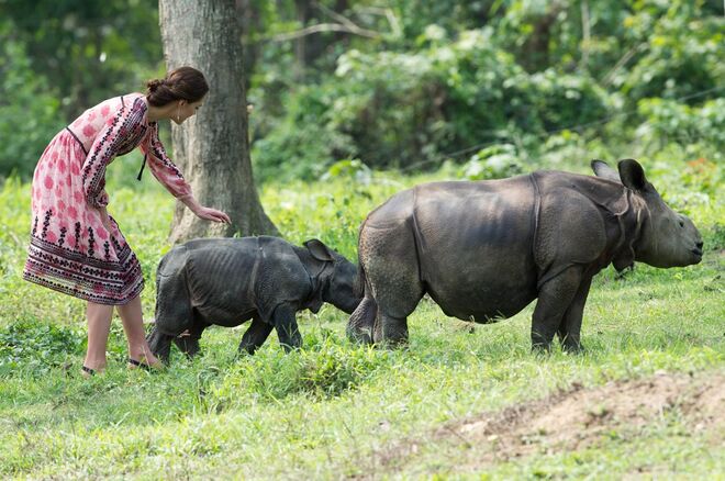 DIA 4 - Visita à Fundação Mark Shand no Kaziranga National Park. Kate com vestido Topshop e brincos Accessorize.