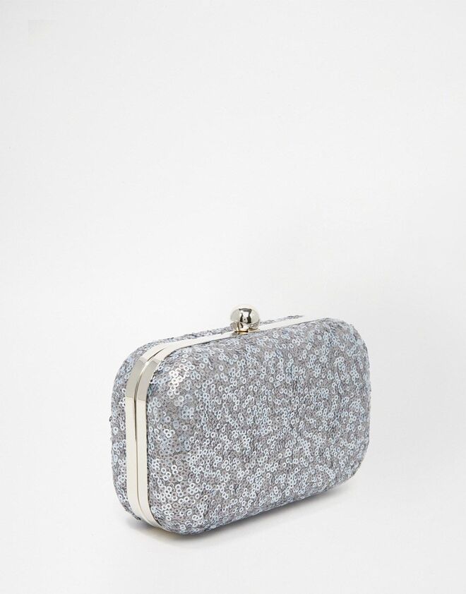 ASOS Chi Chi London Box Clutch Bag in All Over Grey Sequin €45.07